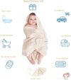 6 Pack Baby Hooded Towel and Washcloths Set, Premium Ultra Soft Reusable Organic Cotton Baby Bath Towel for Infant and Toddler, Unisex Babies' Gifts (M (Pack of 6), Multicolor - D) - Image 3