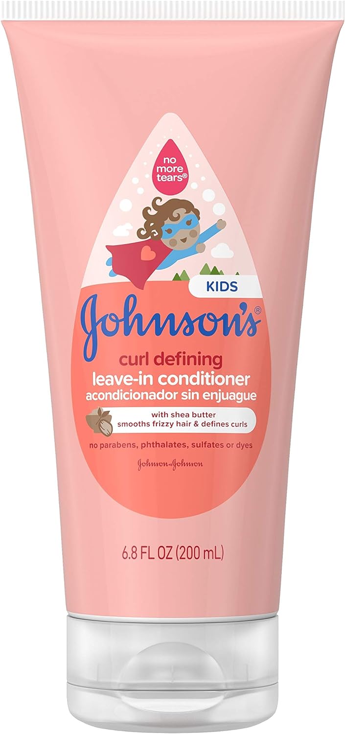 Johnson's Baby Curl Defining Tear-Free Kids' Leave-in Conditioner with Shea Butter, Paraben-, Sulfate- & Dye-Free Formula, Hypoallergenic & Gentle for Toddlers' Hair, 6.8 fl. Oz