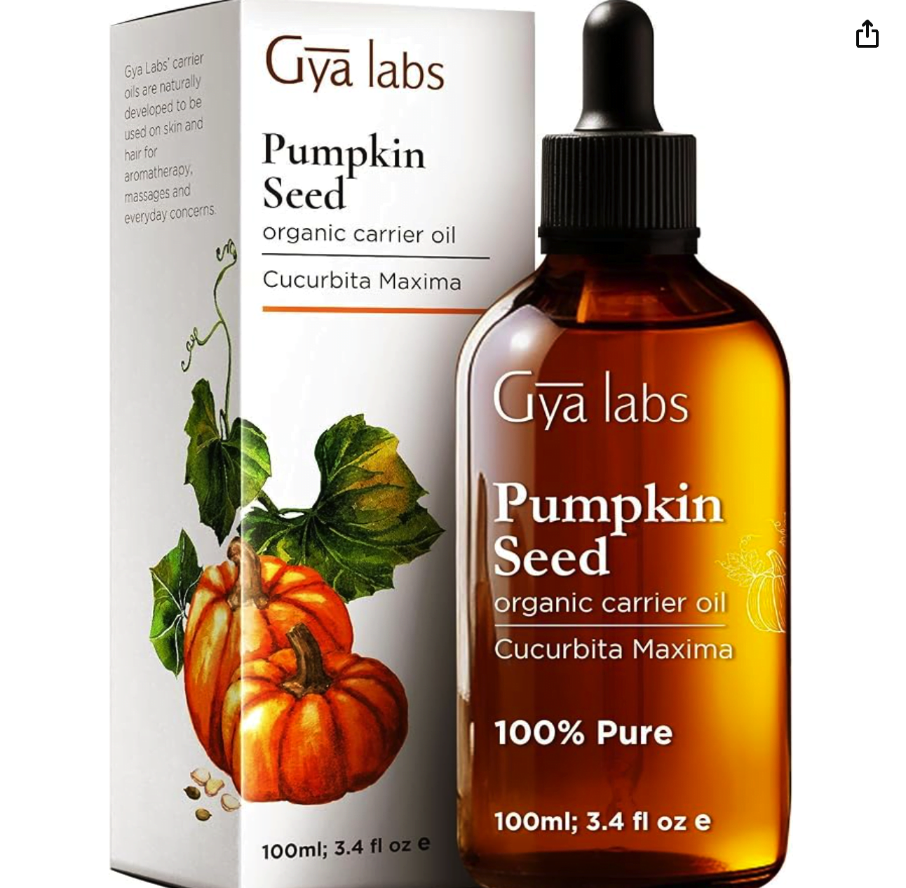 Gya Labs Organic Pumpkin Seed Oil For Hair - Pumpkin Seed Oil Cold Pressed For Topical Use - Unrefined Pumpkin Oil For Hair, Body, Face, Nourishing & Strengthening (100ml)